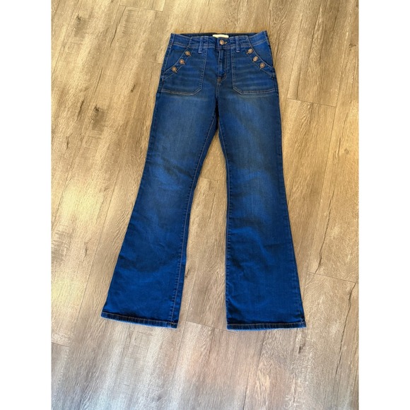 Happily Grey Denim - Happily Grey Women Blue Denim Flare Jeans Button Detail Size 5 27